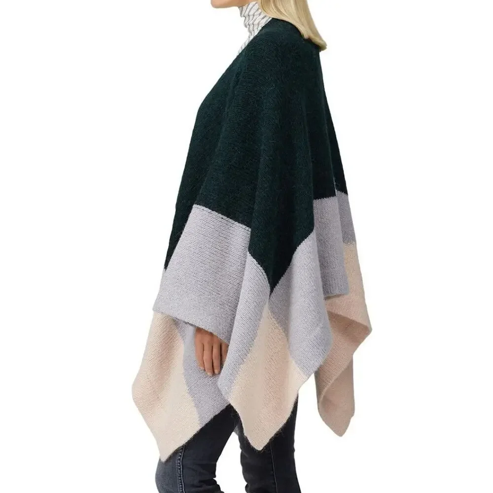 Elk Kulture Wrap Blockknit Poncho OS
